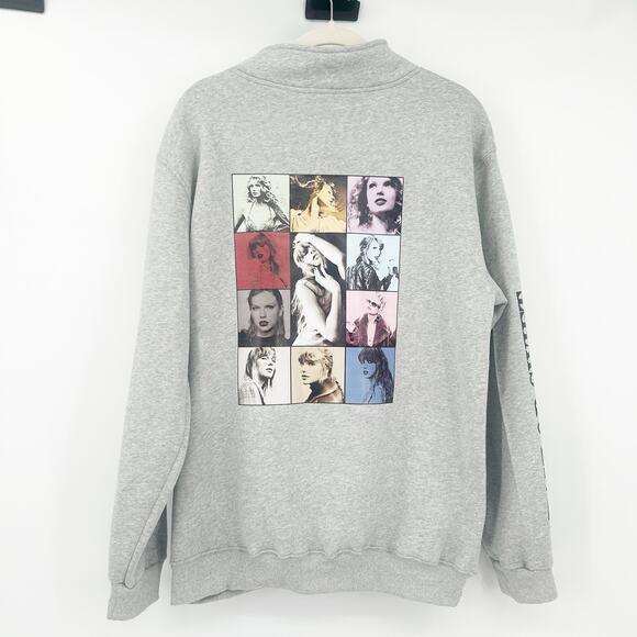 Taylor Swift Womens Fleece Quarter Zip Pullover Eras‎ Tour Sweatshirt 2XL Gray - Picture 9 of 9